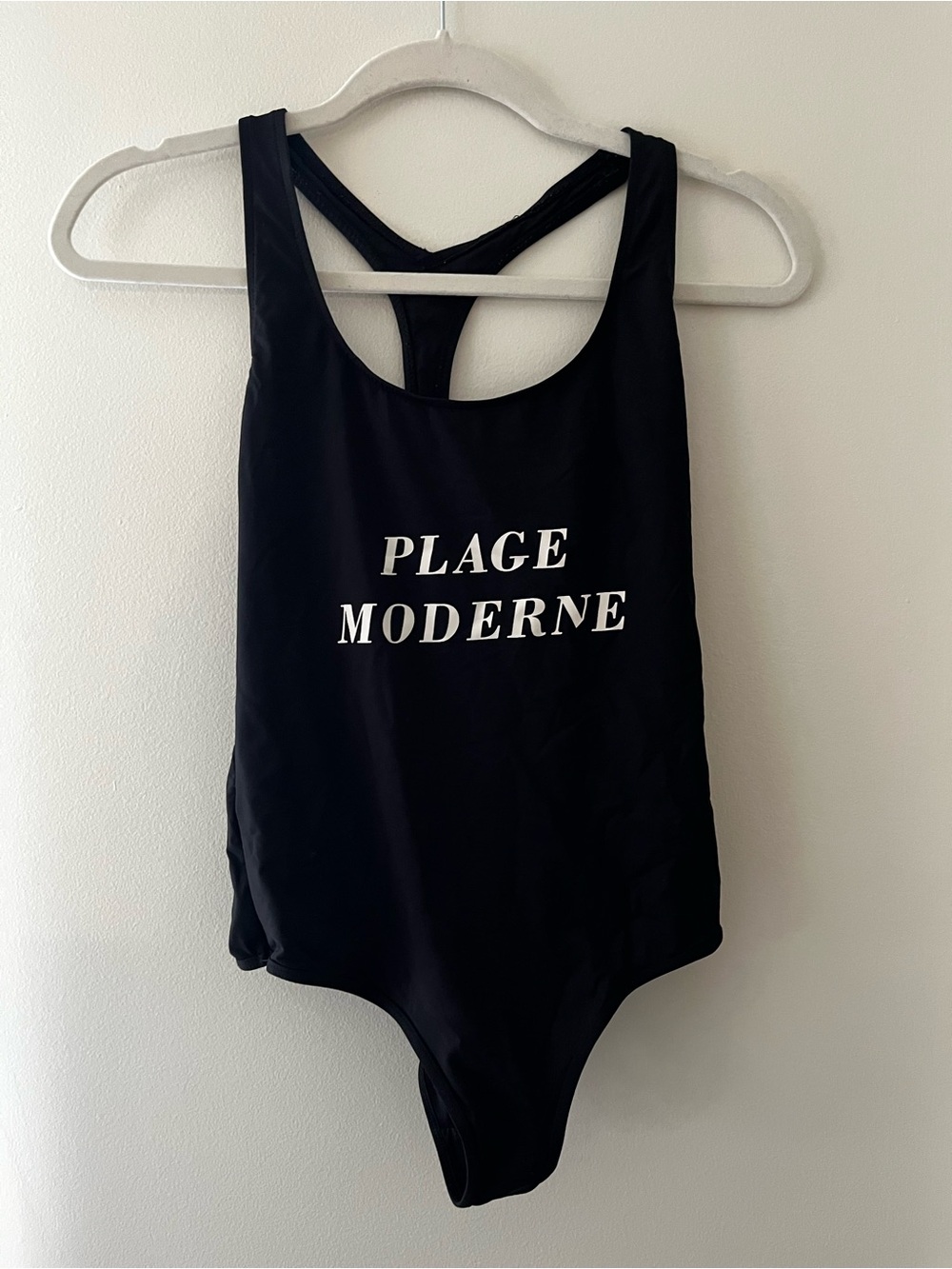 Black 'Plage Moderne' Scoop-Back Backless Bodysuit